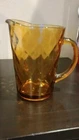 Amber Glass Honeycomb Pattern Pitcher no chips 8 in tall 6 in wide