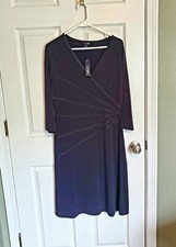 East 5th Dress Womens Large Black Narrow Ribbon Detail For Faux Wrap Look Unworn