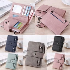 Short Wallet Womens Leather Bifold Compact Card Holder Coin Pocket Purse Handbag