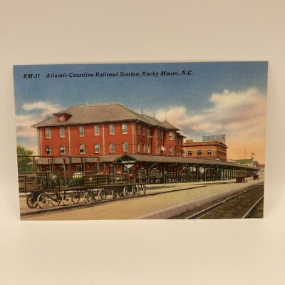 Vintage Postcard Linen Atlantic Coastline Railroad Station, Rocky Mount, N.C. 