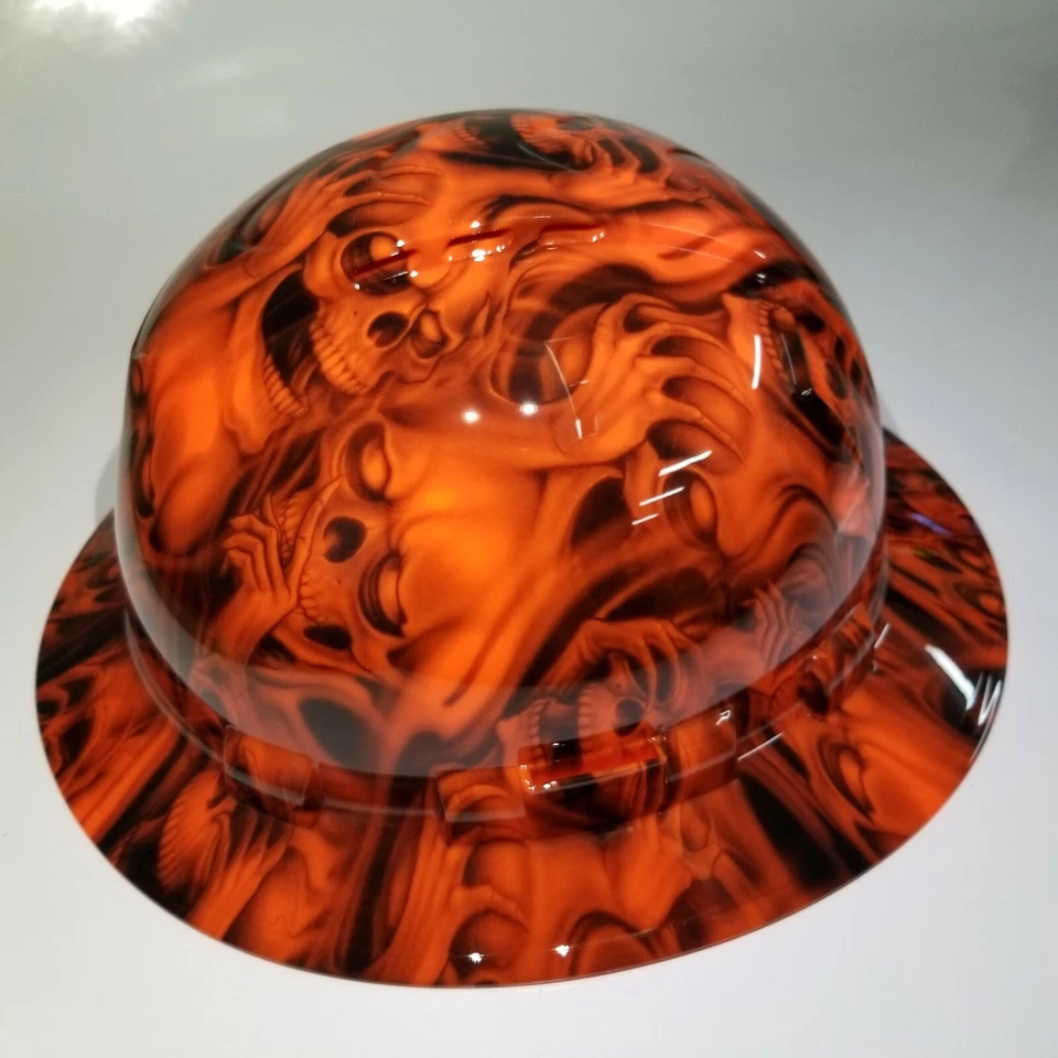 Sombrero duro personalizado hidro sumergido ala completa escuchar no, no ver calaveras malvadas osha - Imagen 3 de 4