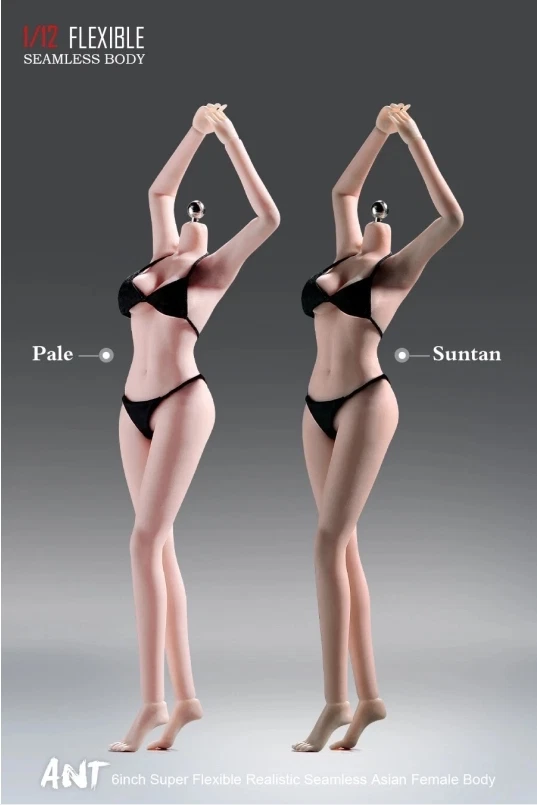 Figura de acción flexible de 6" con cuerpo femenino bronceado sin costuras 1:12 silicona ANT T305M EE. UU. Foto 3 de 4