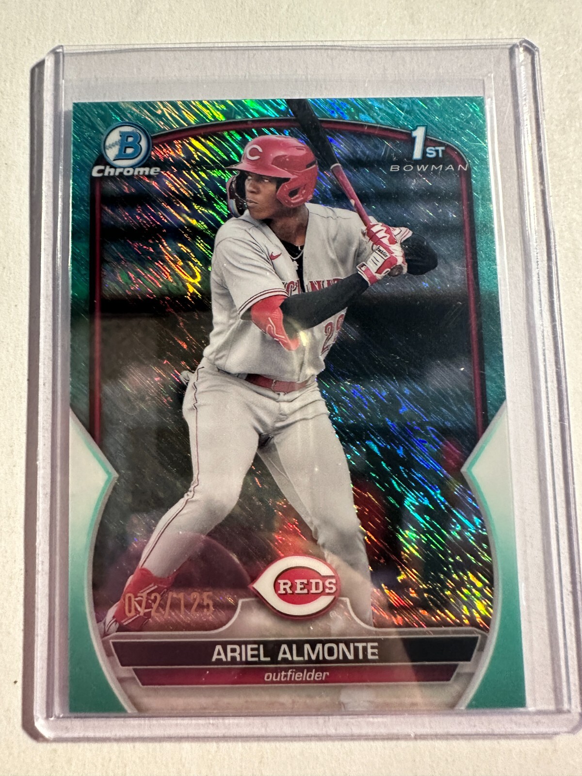 K123,750 - 2023 Bowman Chrome Prospects Aqua Shimmer #BCP78 Ariel Almonte #/125