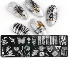 Leopard Pattern Nail Art Stamping Plate Zebra Print Metal Nail Plates Geometry
