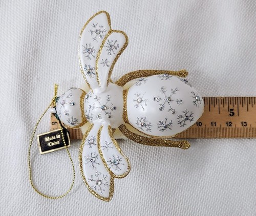Joan Rivers 25° Anniversario Bianco Argento Glitter Cristalli Queen Bumble Bee Glas - Foto 4 di 8