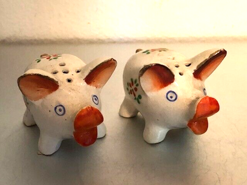 Pig W/ Big Lips Salt & Pepper Shakers Vintage Japan - Afbeelding 1 van 6