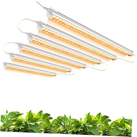 Monios-L T8 LED Grow Light 2FT, 144W(6x24W) High Output Plant Grow Light 