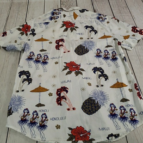 Denim & Flower Ricky Singh Shirt Mens Large White Maui Hawaiian Islands Slim Fit - Picture 5 of 8