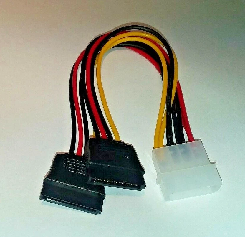 Lot 5 Molex to 2 SATA power adapter, 4 pin M molex to 2X 15 pin F SATA adp LOT 5 - Image 2 of 3