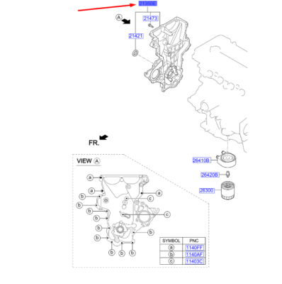 HYUNDAI KONA MK1 Timing Chain/Oil Pump Cover 213502B800 NEW