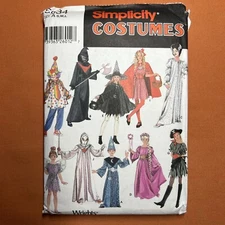 Simplicity Costumes Pattern 5934 Fairy Witch Clown Pirate Wizard Size 7 to 14