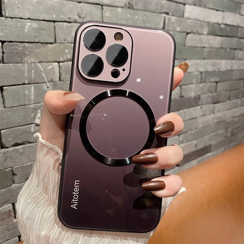 Funda MagSafe de vidrio degradado para iPhone 16 15 14 13Pro Max 12 cámara lente protección - Imagen 20 de 35