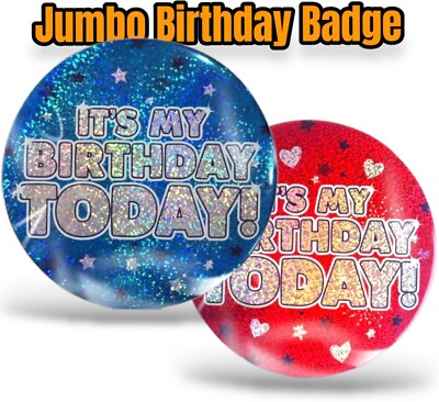 6 Zoll Jumbo Its My Birthday Abzeichen holographisch Jungen Mädchen Kinder Party Dekoration