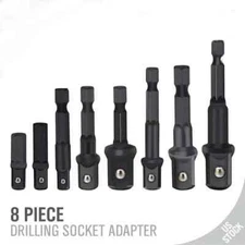 8Pcs Socket Adapter Impact Hex Shank Drill Bits Power Extension Bar 1/4 3/8 1/2