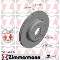 Zimmermann 2X Bremsscheibe Hinten Ø345 Mm AußEnbelüFtet FüR BMW 5Er Touring E61
