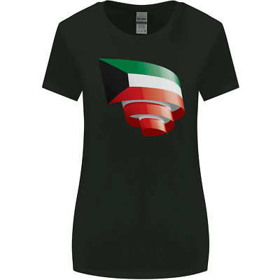 Curled Kuwait Flag Kuwait Day Football Damen breiter geschnittenes T-Shirt