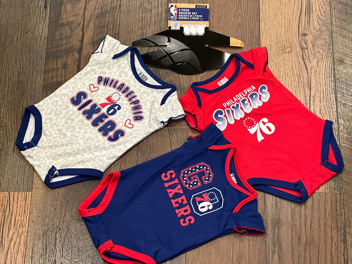 Philadelphia 76ers NBA Baby Girls Bodysuit Set 3- Pk New