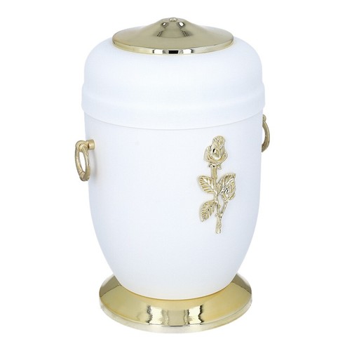 Wit metalen urn voor volwassenen met roos of kruis Crematie urn voor as - Imagen 7 de 10