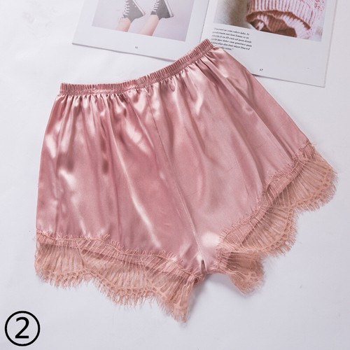 Lady Satin Shorts Lace Panties Faux Silk Pajamas Floral Underwears Bloomers Cosy - Picture 6 of 16