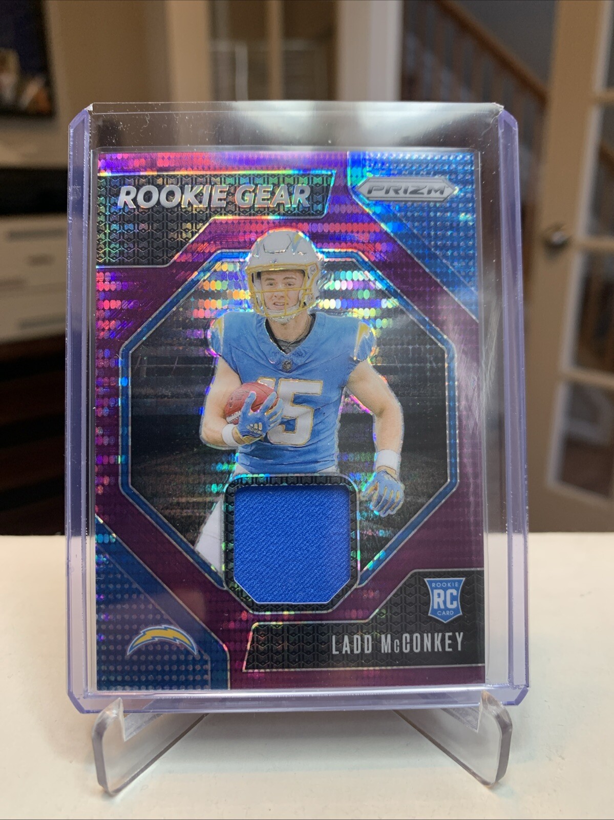 2024 Panini Prizm RC Ladd McConkey Rookie Gear Purple Pulsar Chargers RG-LMY