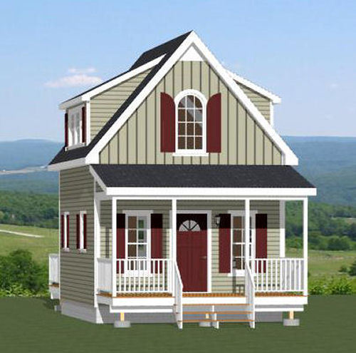 16x20 Tiny House 574 sq ft PDF Floor Plan Model 