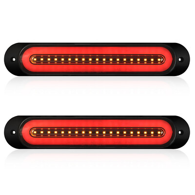 9''Oval Smoked LED Dynamic Turn Signal Tail Brake Light Bar Truck Trailer E8 X2