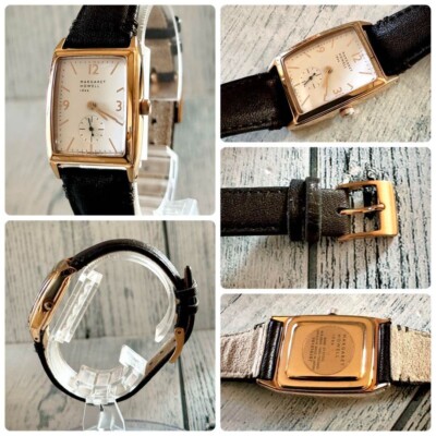 MARGARET HOWELL watch Square Small Seconds Rare Used Japan Check