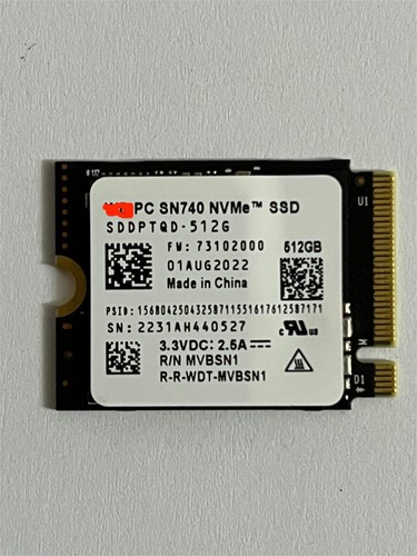 ASUS ROG Ally W-D PC SN740 SDDPTQD-512G 512GB M.2 2230 NVMe SSD Steam Deck PC - 第 1/5 張圖片