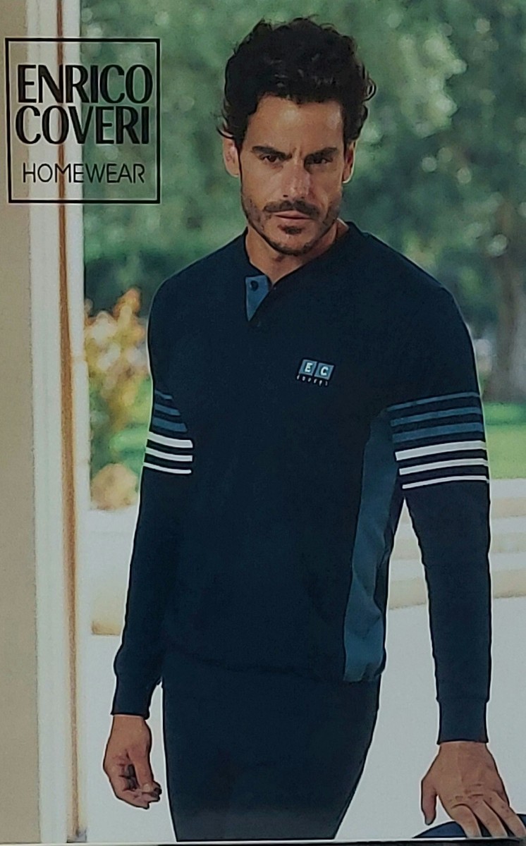 ENRICO COVERI PIGIAMA UOMO COMPLETO CASA GIOVANILE COTONE ESTIVO