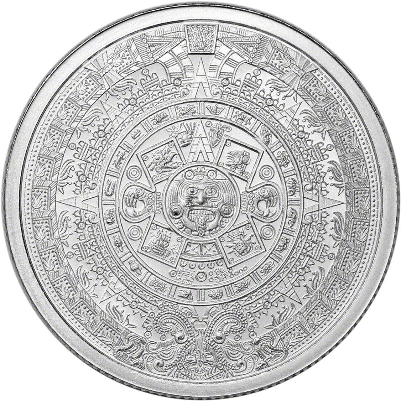 Pure Silver .999 Bullion - Mexico Aztec Calendar Mayan- 1/4 oz round coin