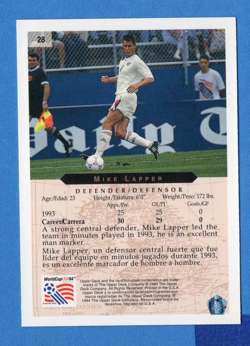 1994 Upper Deck World Cup Card Soccer #28 Mike Lapper | eBay