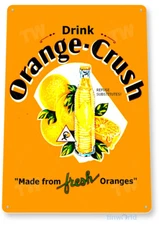 TIN SIGN Drink Orange Crush Soda Logo Metal Décor Wall Art Store Bar A344