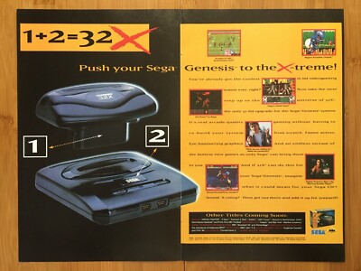 1995 Sega Genesis 32X Print Ad/Poster Video Game Console Mortal