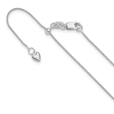 10k White Gold Adjustable .8mm Wheat Chain Necklace 22'' for Women Men 2.15g