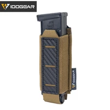 IDOGEAR Tactical Mag Pouch 9mm Single Mag Carrier Carbon fiber MOLLE Airsoft MC