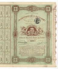 Towarzystwo Kopalń Węgla HOCHRHÖN – akcje założycielskie powyżej 500 franków, 1880