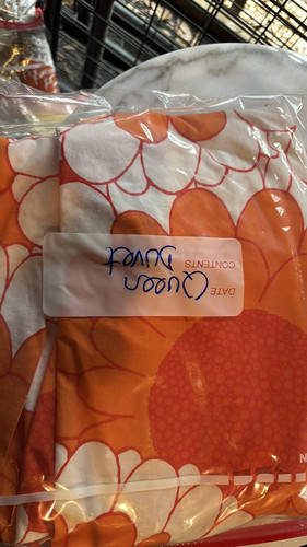 IKEA KRANSMALVA Full Queen Duvet Cover With Two PillowCases Orange White Floral