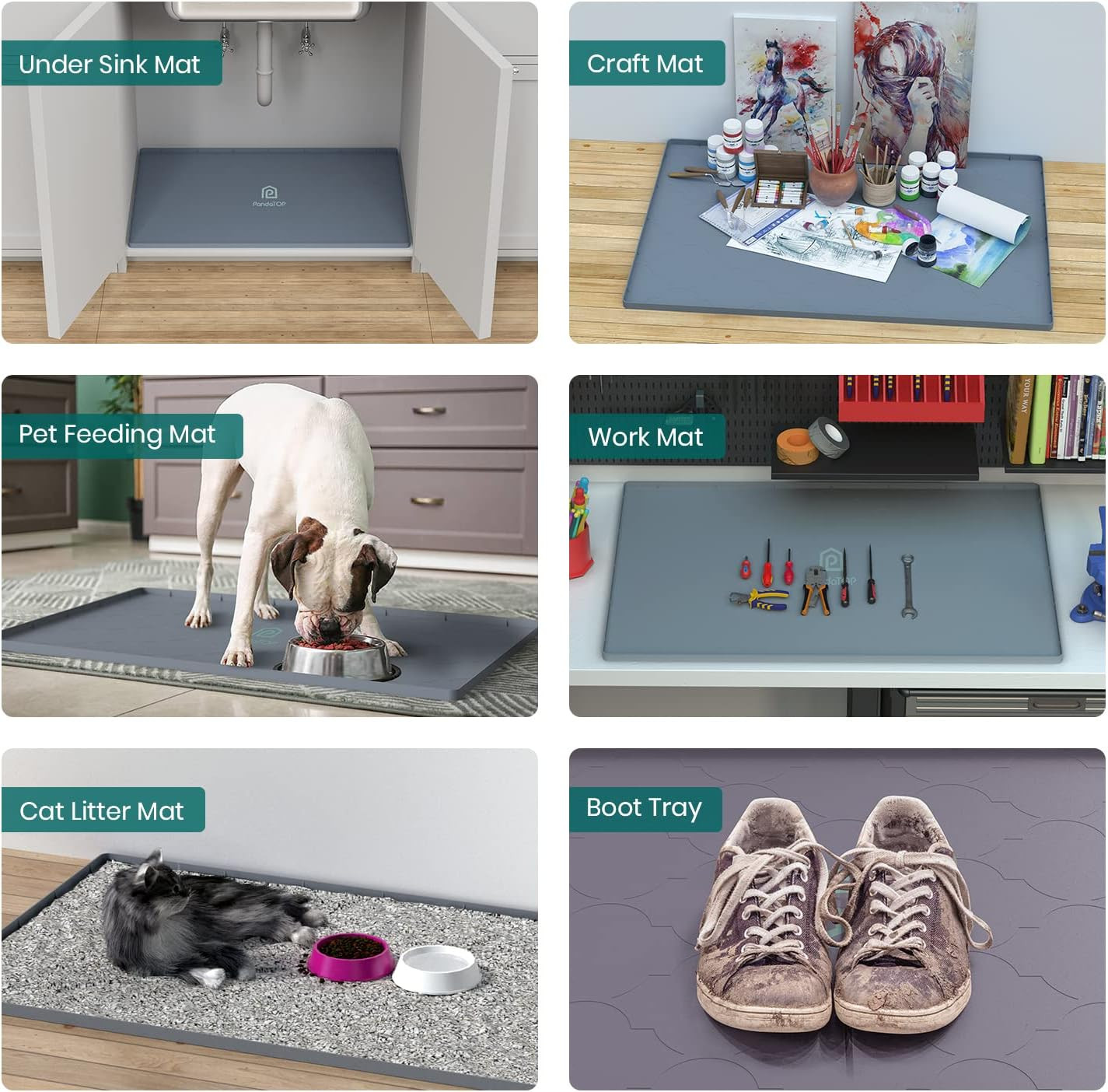 Under Sink Mat, 28" X 22" Silicone Kitchen Cabinet Tray, Waterproof & Flexible u