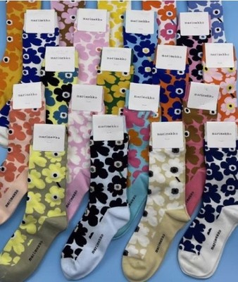 Women Marimekko Socks Color Retro Flower Middle Socks