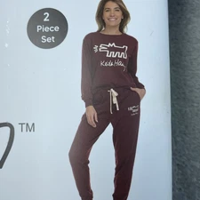 Keith Haring Women's S Lounge Set Burgundy e0249