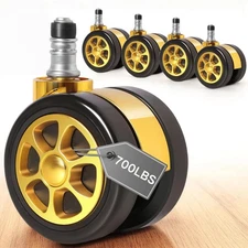 Office Chair Wheels , 2.5 Inch Rubber Chair Casters Set of 5 - Universal Fit ...