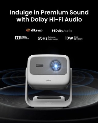 JMGO N1S 4K Smart Portable Projector, Triple Laser, 1100 ISO Lumens, Gimbal Inst