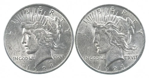 1924 & 1924 & Peace Silver Dollar $1 Bullion Collection Lot *956