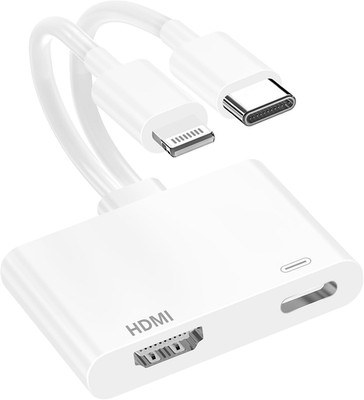 [Apple Mfi Certified] Lightning and USB-C to HDMI Adapter for Iphone Ipad to TV,