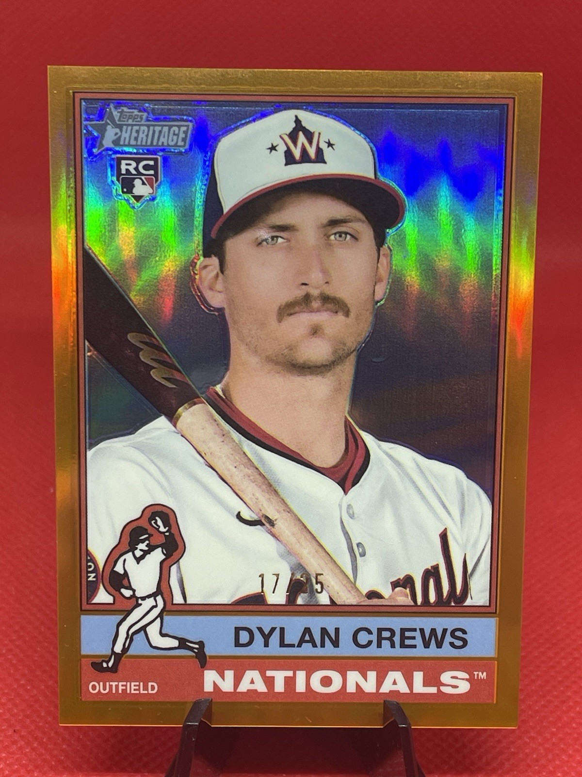 Dylan Crews 2025 RC Rookie Topps Heritage #247 Orange Chrome #17/25 - Nationals