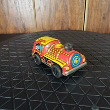 VINTAGE TIN Litho Toy Car MADE IN JAPAN TRAIN ENGINE 1950s Conductor Colorful