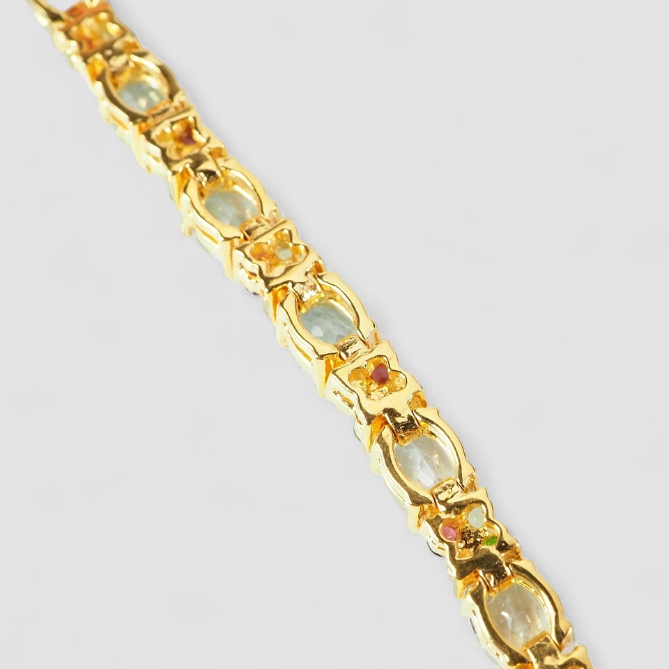 24K GOLD PLATED BABY BLUE AQUAMARINE BRACELETS & CHARM 925 STERLING SILVER - Image 4 of 4