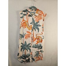 Maeve Anthropologie Sleeveless Shirt Dress Leopard Palm Print Medium