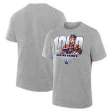 Men's Leon Draisaitl Gray Edmonton Oilers 1000 Career Points Legacy T-Shirt