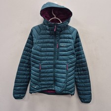 Giacca cappotto leggero Rab Microlight Alpine Serenity blu piumino imbottito UK 10